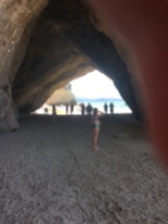 Me looking at the famous Cathedral Cove arch, ft. Line's finger